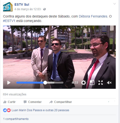 2017 03 04_Facebook ESTV Sul_Destaques de sábado